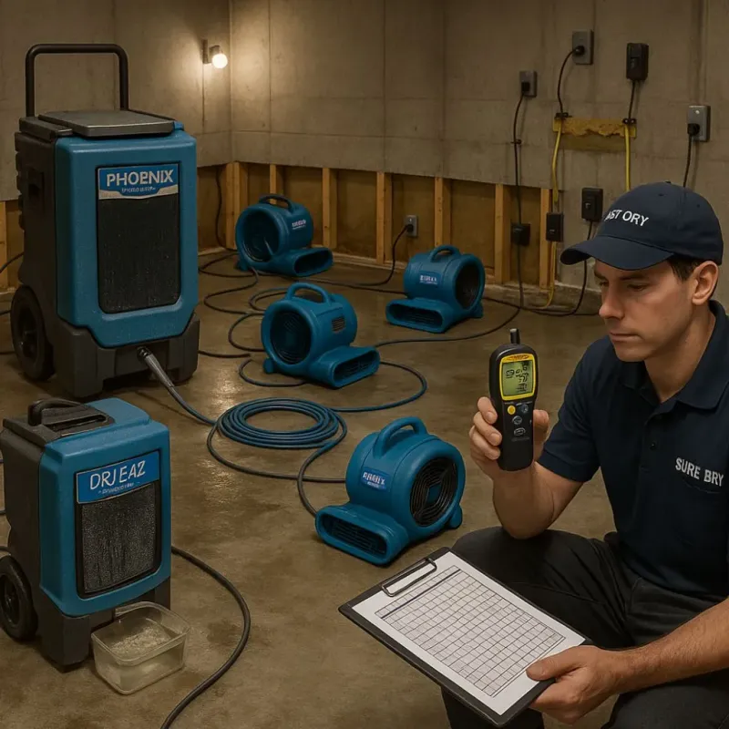 Structural Drying and Dehumidification process in Southgate, FL